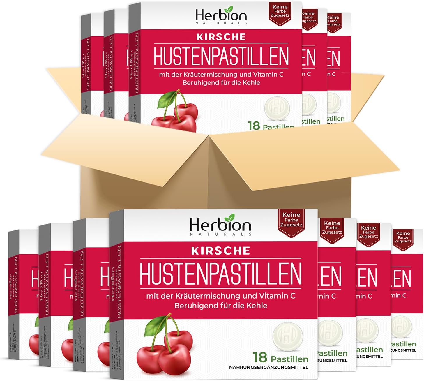 Herbion Naturals Cough Lozenges with Natural Cherry Flavor, Dietary Supplement, Soothes Cough, For Adults and Children over 6 years, 18 Lozenges, No Artificial Flavor, No Added Color