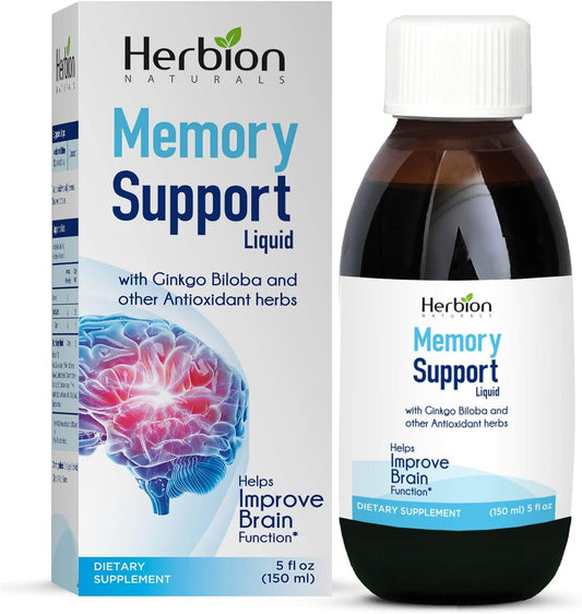 Herbion Naturals Memory Support Liquid - Helps Improve Brain Function & Absent Mindedness - Adults and Children Over 12 yo - 5 Fl Oz (150 ml)
