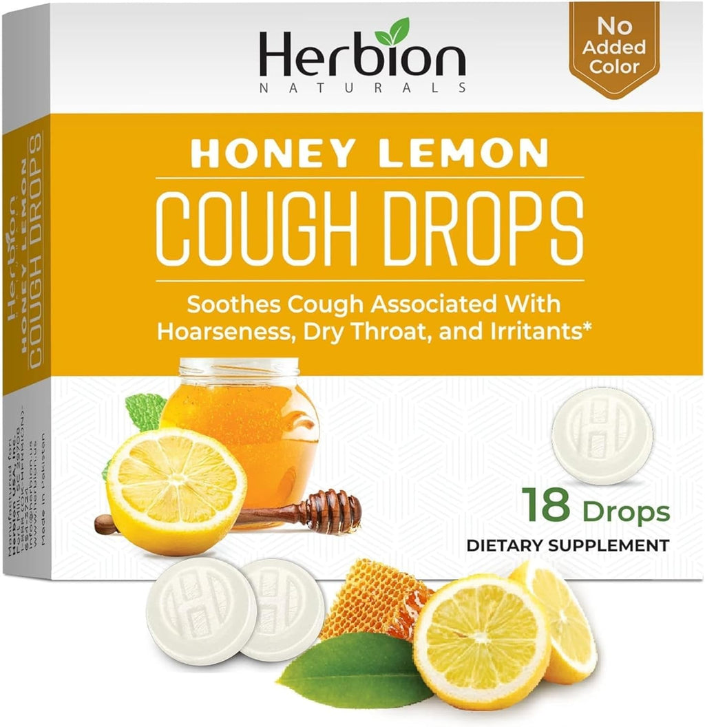 Herbion Naturals Cough Drops with Natural Mint Flavor, 18 Ct - Oral Anesthetic, Relieves Cough, Soothes Sore Throat and Dry Mouth - for Adults, Children 6 Years and Above., Transparent