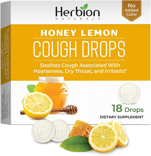 Herbion Naturals Cough Drops with Natural Mint Flavor, 18 Ct - Oral Anesthetic, Relieves Cough, Soothes Sore Throat and Dry Mouth - for Adults, Children 6 Years and Above., Transparent
