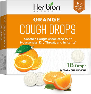 Herbion Cough Drops, Orange, Natural, 18 Count (Pack of 1)