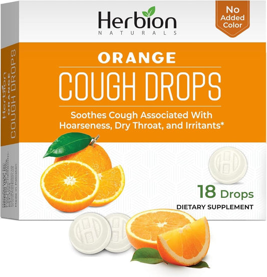 Herbion Cough Drops, Orange, Natural, 18 Count (Pack of 1)
