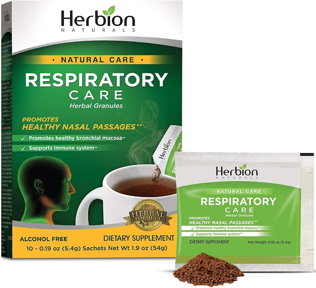 Herbion Naturals Respiratory Care Herbal Granules – 10 Ct for The Whole Family – Promotes Healthy Nasal Passages & Respiratory Function - Relieves Cold and Flu Symptoms – Supports Immune System