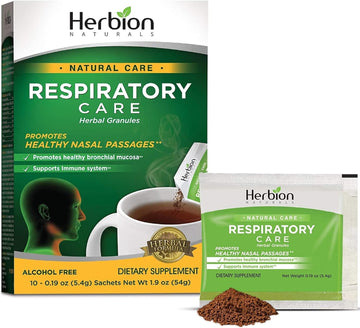 Herbion Naturals Respiratory Care Herbal Granules – 10 Ct for The Whole Family – Promotes Healthy Nasal Passages & Respiratory Function - Relieves Cold and Flu Symptoms – Supports Immune System