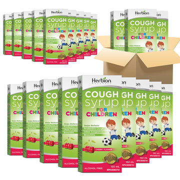 Herbion Naturals Children’s Herbal Syrup with Cherry Flavour – 24 Bottles, 150 ml Each, Gentle Formula for Kids 13 Months+