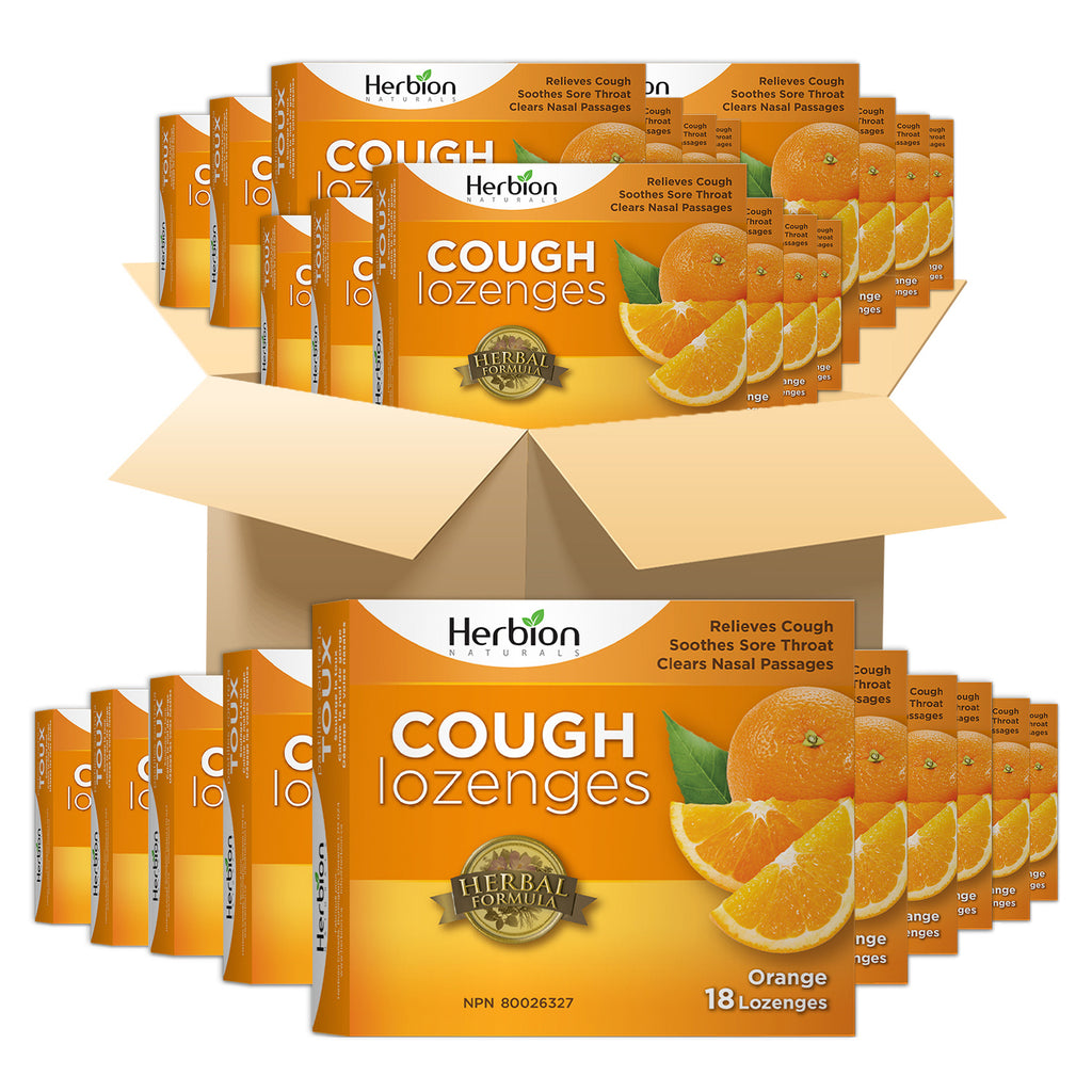 Herbal Throat Lozenges Orange Flavour, 18 Lozenges (Pack of 48)