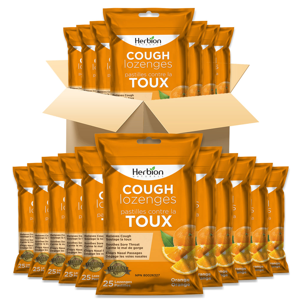 Herbal Throat Lozenges Orange Flavour, 25 Lozenges (Pack of 40) CAN