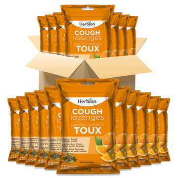 Herbal Throat Lozenges Orange Flavour, 25 Lozenges (Pack of 40) CAN