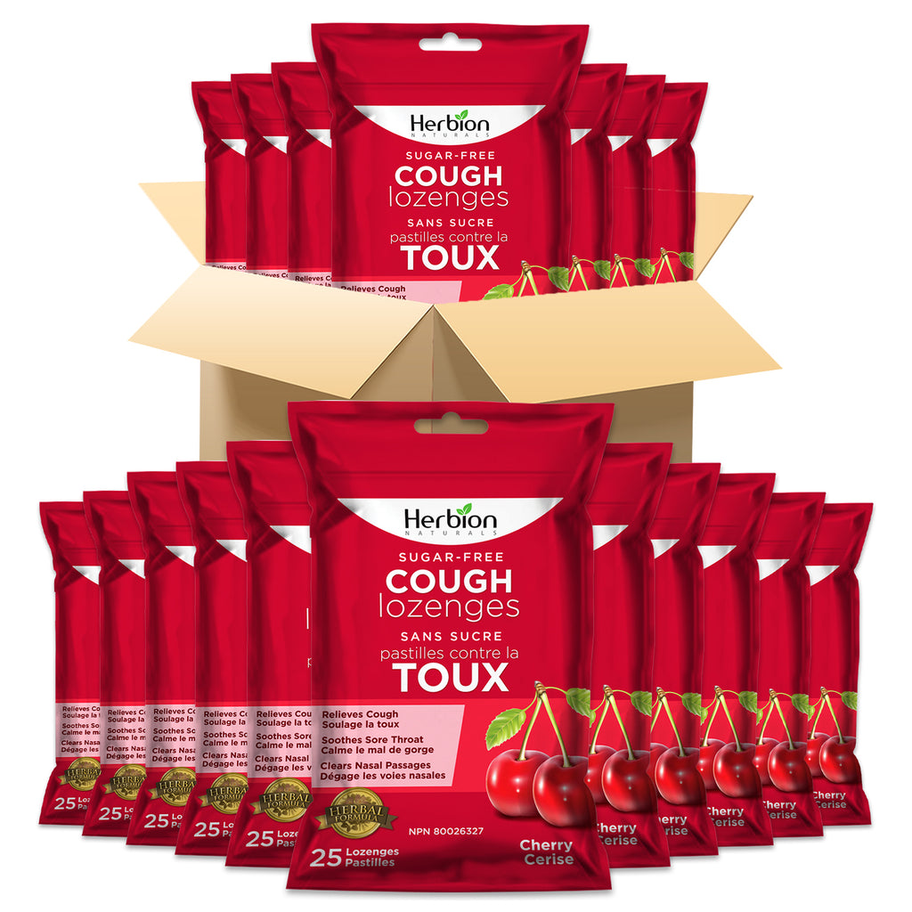 Herbion Naturals Sugar-Free Herbal Lozenges – Cherry Flavour, 25 Pieces (Pack of 40 Pouches)