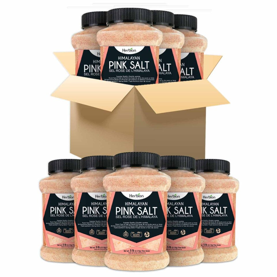 Himalayan Pink Salt 2.5 kg Jar GMO Free Chemical Free Vegan Kosher (4 Jars) CAN