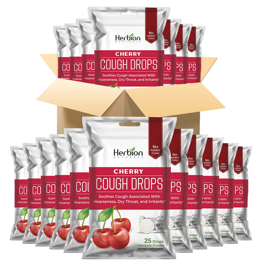 Herbal Cough Drops Cherry Flavour, 25 Pieces (Pack of 40 Pouches) USA