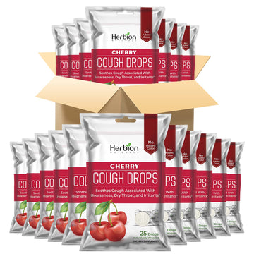 Herbal Cough Drops Cherry Flavour, 25 Pieces (Pack of 40 Pouches) USA