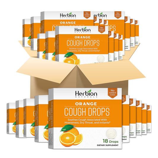 Herbion Naturals Herbal Throat Lozenges – Orange Flavour, 18 Lozenges (Pack of 48), No Artificial Flavour or Colour