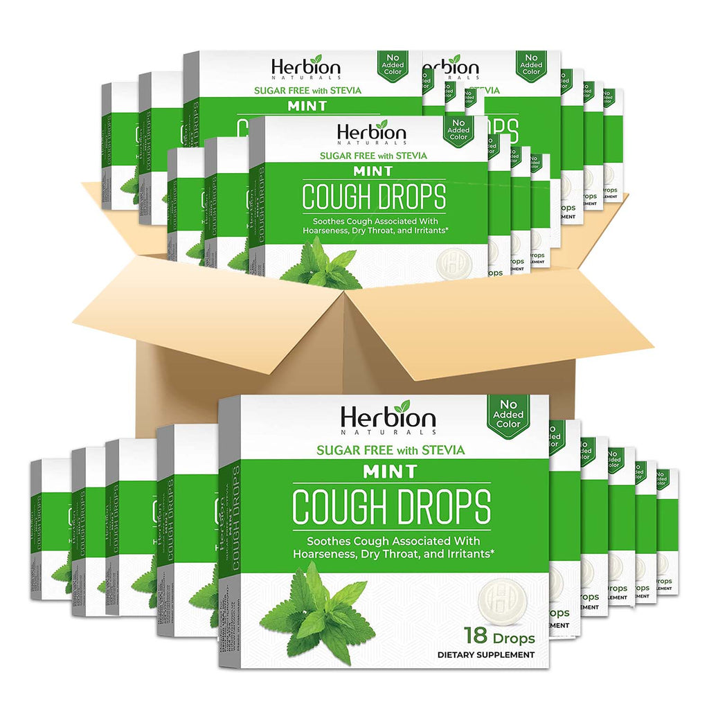 Herbion Naturals Sugar-Free Mint Lozenges with Stevia - Food Supplement (48 Packs, 18 Lozenges per Pack)