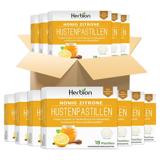 Herbion Naturals Cough Lozenges with Natural Honey Lemon Flavor, Dietary Supplement, Soothes Cough, For Adults and Children over 6 years, 18 Lozenges, No Artificial Flavor, No Added Color.