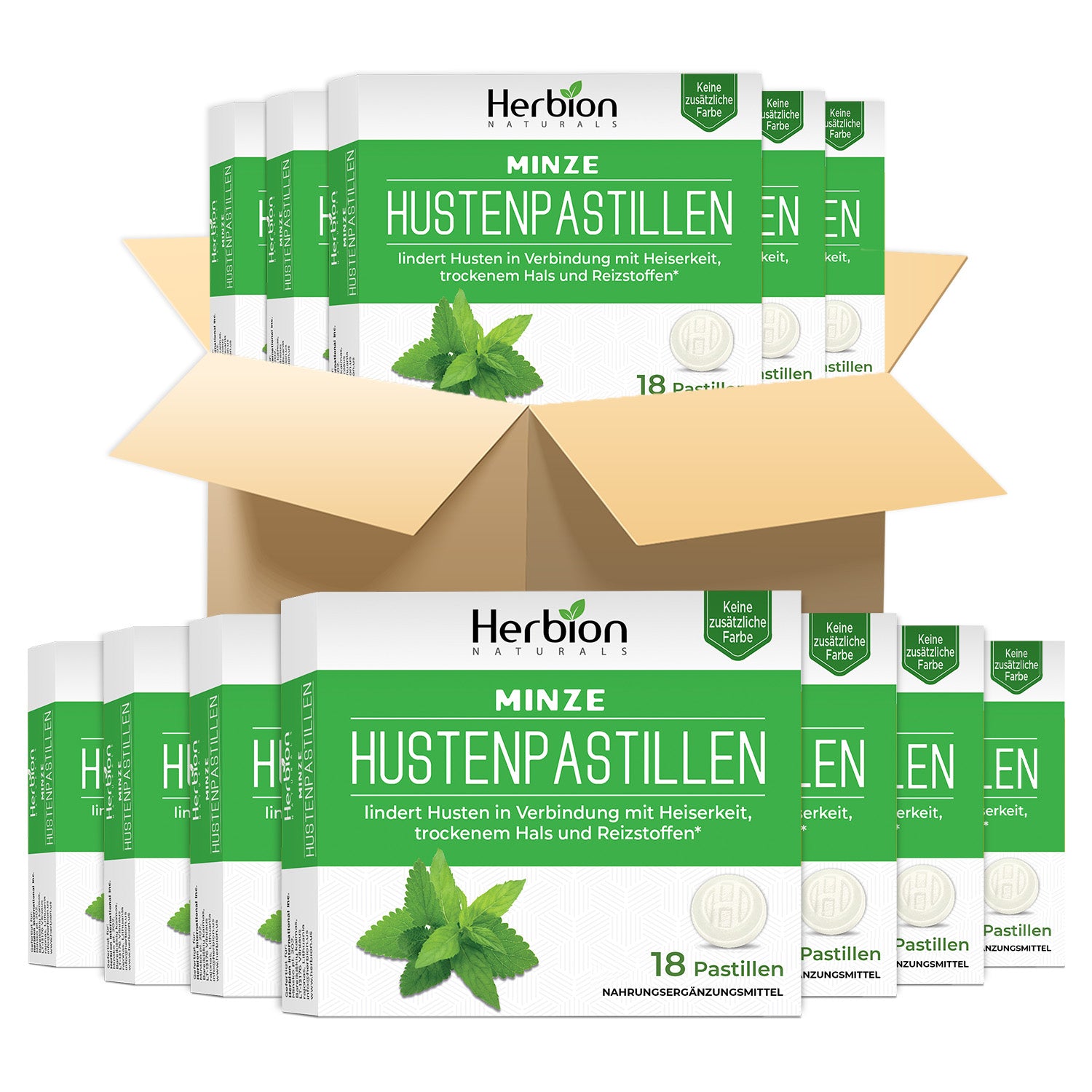 Herbion Naturals Cough Lozenges with Natural Mint Flavor, Dietary Supplement, Soothes Cough, For Adults and Children over 6 years, 18 Lozenges, No Artificial Flavor, No Added Color