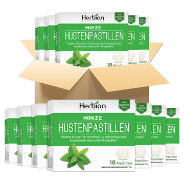Herbion Naturals Cough Lozenges with Natural Mint Flavor, Dietary Supplement, Soothes Cough, For Adults and Children over 6 years, 18 Lozenges, No Artificial Flavor, No Added Color