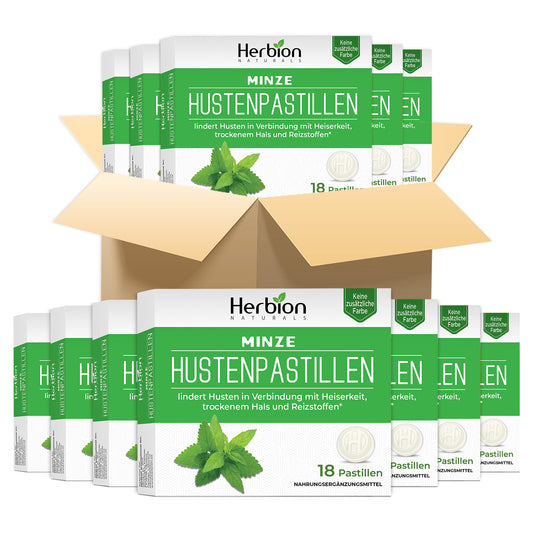 Herbion Naturals Cough Lozenges with Natural Mint Flavor, Dietary Supplement, Soothes Cough, For Adults and Children over 6 years, 18 Lozenges, No Artificial Flavor, No Added Color