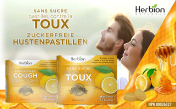Herbion Naturals Lutschtabletten mit Honig-Zitronen-Geschmack, zuckerfrei mit Stevia, lindert Husten, für Erwachsene und Kinder ab 6 Jahren, 18 Lutschtabletten