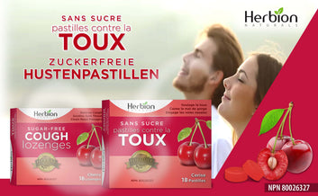 Herbion Naturals Zuckerfreie Hustenbonbons mit natürlichem Kirschgeschmack, 18 Lutschtabletten - Lindert Husten, befreit die Nase, lindert Halsschmerzen; für Erwachsene und Kinder ab 12 Jahren, 18 Stück