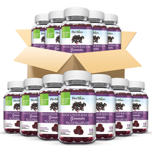 Herbion Elderberry Gummies with Vitamin C & Zinc - Healthy Immune System Support - Gluten-Free & Gelatin-Free - 60 Gummies for Adults & Children 4 Years & Above - Made in USA (Pack of 12)