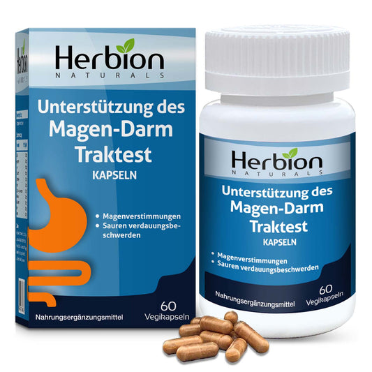 Herbion Naturals Magen-Darm-Unterstützung Kräutermischung für Magenverstimmung Relief, Magen-Darm-Gesundheit und Funktion, gelegentliche Säureverdauungsstörungen, gesunde Darmflora, 60 Vegicaps