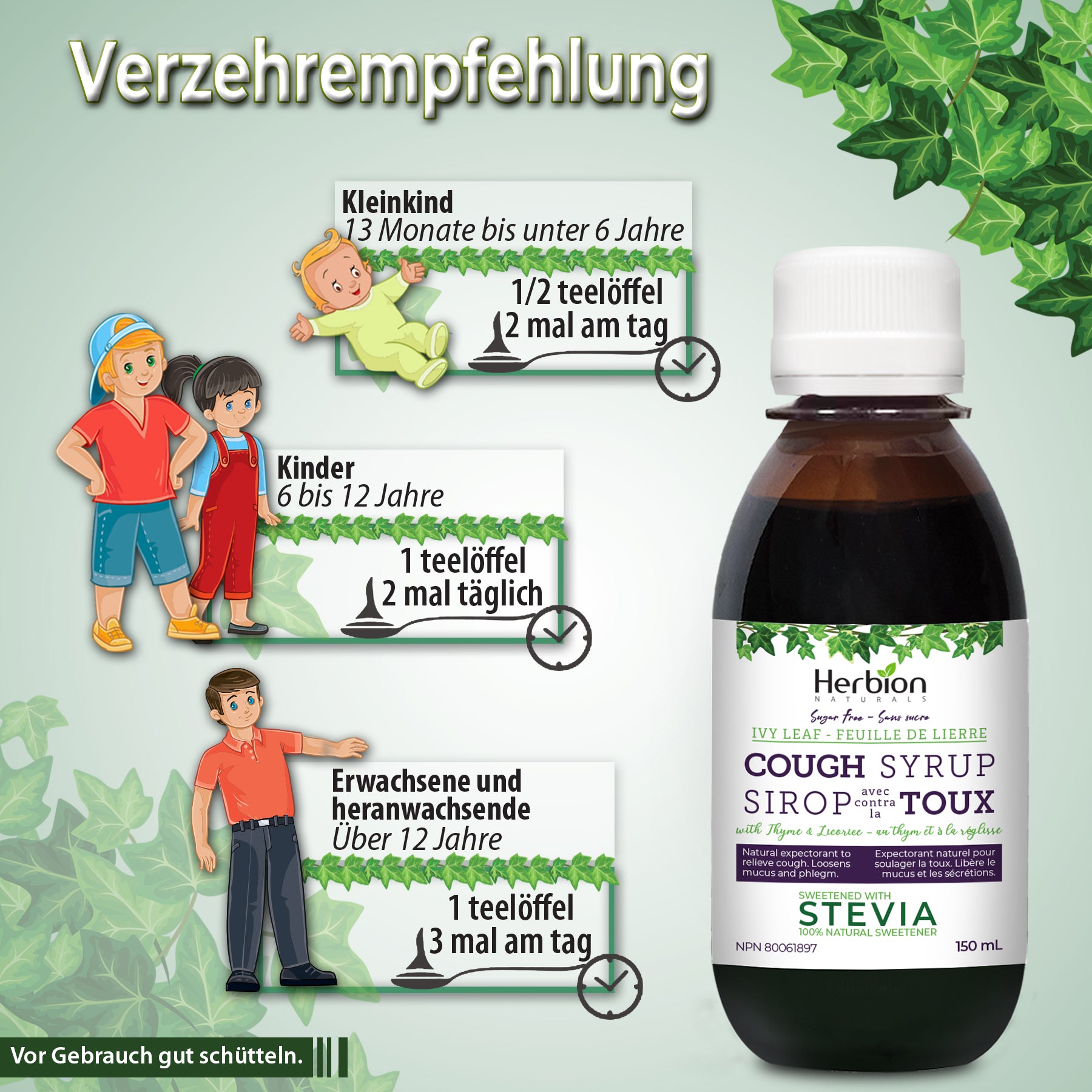 Ivy Leaf Cough Syrup with Thyme & Licorice, 150 ML