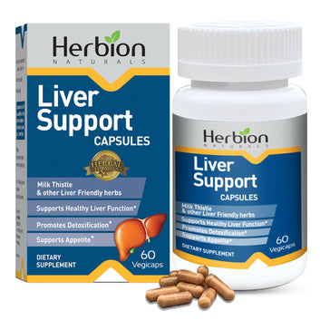 Herbion Naturals Liver Support Herbal Blend with Milk Thistle, Supports Healthy Liver Function, Promotes Detoxification, Supports Appetite, 60 Vegicaps