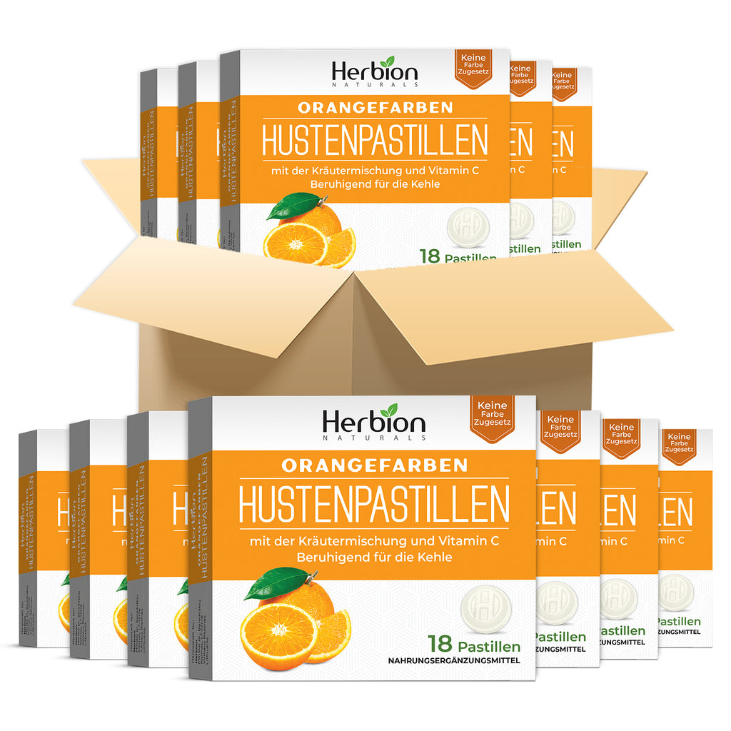 Herbal Throat Lozenges Orange Flavour, 18 Lozenges (Pack of 48) DEU