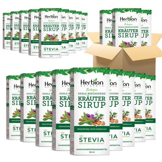 Herbion Naturals Cough Syrup with Stevia, Green, Sugar-Free, 5.0 Fl Oz (Pack of 24)