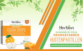 Herbion Naturals Zuckerfreie Hustentropfen mit natürlichem Orangengeschmack, natürliche Orange, (Packung mit 1), 18 Stück