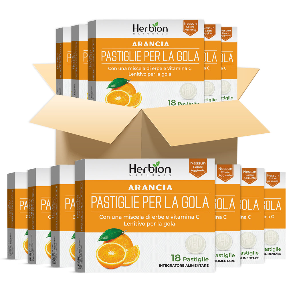 Herbal Throat Lozenges Orange Flavour, 18 Lozenges (Pack of 48) ITA