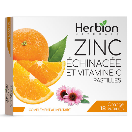 Herbion Naturals Zinc Echinacea & Pastillas and Vitamin C Natural Orange Flavor 18 Lozenges Dietary Supplement-Supports Immune System Vitamin C Lozenges