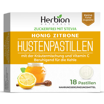 Herbion Naturals Cough Lozenges with Natural Honey Lemon Flavor, Sugar-Free with Stevia, Dietary Supplement, Soothes Cough, For Adults and Children over 6 years, 18 Lozenges, No Artificial Flavor, No Added Color