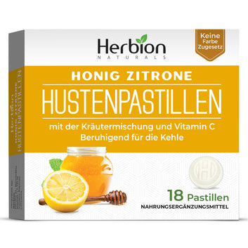Herbion Naturals Cough Lozenges with Natural Honey Lemon Flavor, Dietary Supplement, Soothes Cough, For Adults and Children over 6 years, 18 Lozenges, No Artificial Flavor, No Added Color.