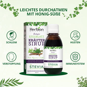 HERBION Ivy Leaf Cough Syrup with Thyme, Sugar-Free, 120 fl oz