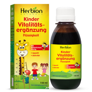 Herbion Naturals Vitality Supplement for Children - Promotes Growth & Appetite - Relieves Fatigue - Improves Mental & Physical Performance – Boosts Energy - 150 mL – For Kids 1 Years & Above