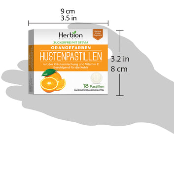 Herbion Naturals Cough Lozenges with Natural Orange Flavor, Sugar-Free with Stevia, Dietary Supplement, Soothes Cough, For Adults and Children over 6 years, 18 Lozenges, No Artificial Flavor, No Added Color