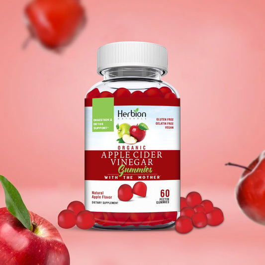Herbion Naturals Bio-Apfelessig-Gummis mit der „Mutter“, Verdauungs- und Entgiftungshilfe, auf Pektinbasis, vegan, hergestellt in den USA – (120 Gummis)