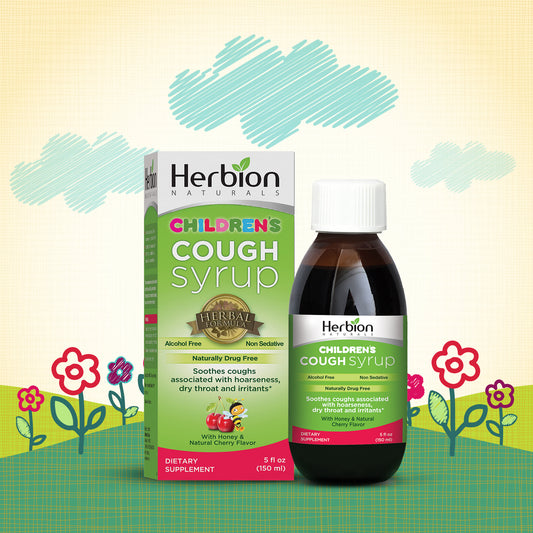 Herbion Naturals Hustensaft für Kinder – 5fl oz – Wohlschmeckendes Nahrungsergänzungsmittel mit natürlichem Honig- und Kirschgeschmack, hilft Husten zu lindern, fördert die gesunde Lungenfunktion, Immunität, für Kinder ab 13 Jahren.