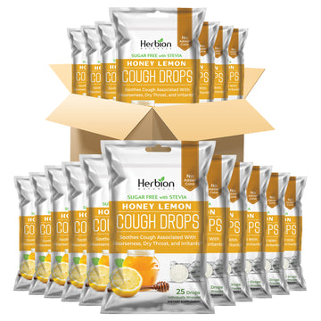 HERBION Sugar-Free Honey Lemon Cough Drops with Stevia, 25 Lozenges