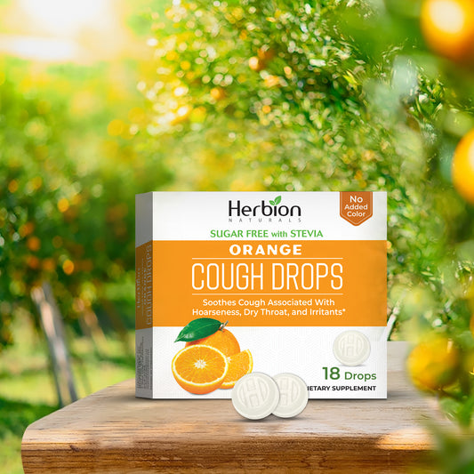 Herbion Naturals Zuckerfreie Hustentropfen mit natürlichem Orangengeschmack, natürliche Orange, (Packung mit 1), 18 Stück