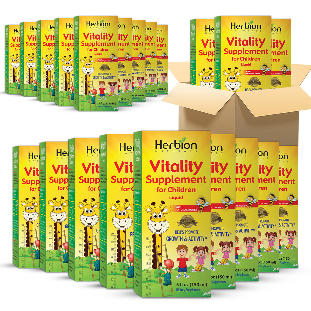 Herbion Naturals Vitality Supplement for Children – 150ml Syrup, Natural Honey Flavor – Dietary Supplement, Pack of 24