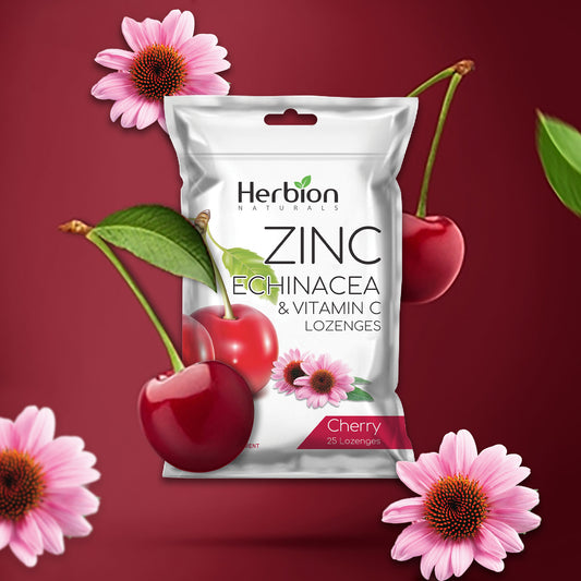 Herbion Naturals Zink, Echinacea und Vitamin C Lutschtabletten mit natürlichem Kirschgeschmack - 25 CT - Nahrungsergänzungsmittel - Unterstützt das Immunsystem - Fördert die allgemeine Gesundheit für Erwachsene und Kinder 5+
