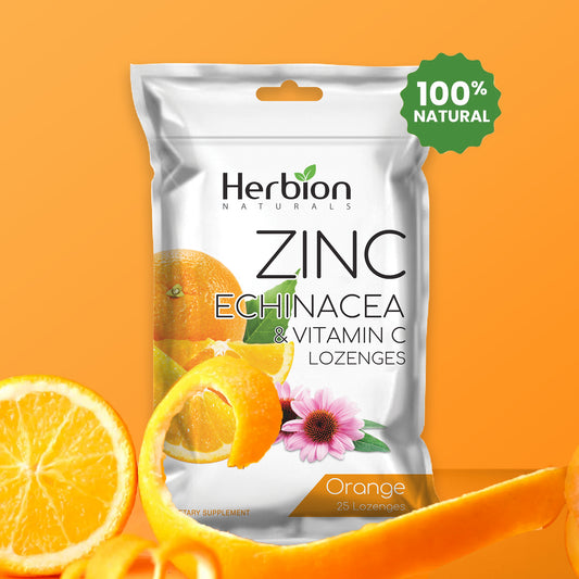Herbion Naturals Zink, Echinacea & Vitamin C Lutschtabletten mit natürlichem Orangengeschmack - 25 CT - Nahrungsergänzungsmittel - Unterstützt das Immunsystem - Fördert die allgemeine Gesundheit für Erwachsene und Kinder 5+
