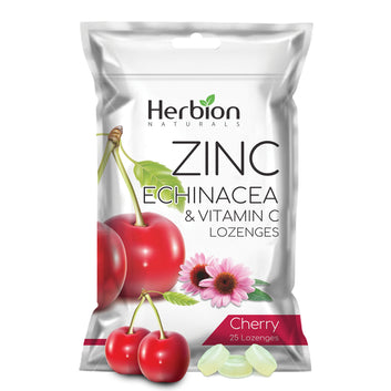 Herbion Naturals Zink, Echinacea und Vitamin C Lutschtabletten mit natürlichem Kirschgeschmack - 25 CT - Nahrungsergänzungsmittel - Unterstützt das Immunsystem - Fördert die allgemeine Gesundheit für Erwachsene und Kinder 5+