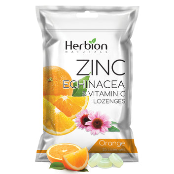 Herbion Naturals Zink, Echinacea & Vitamin C Lutschtabletten mit natürlichem Orangengeschmack - 25 CT - Nahrungsergänzungsmittel - Unterstützt das Immunsystem - Fördert die allgemeine Gesundheit für Erwachsene und Kinder 5+