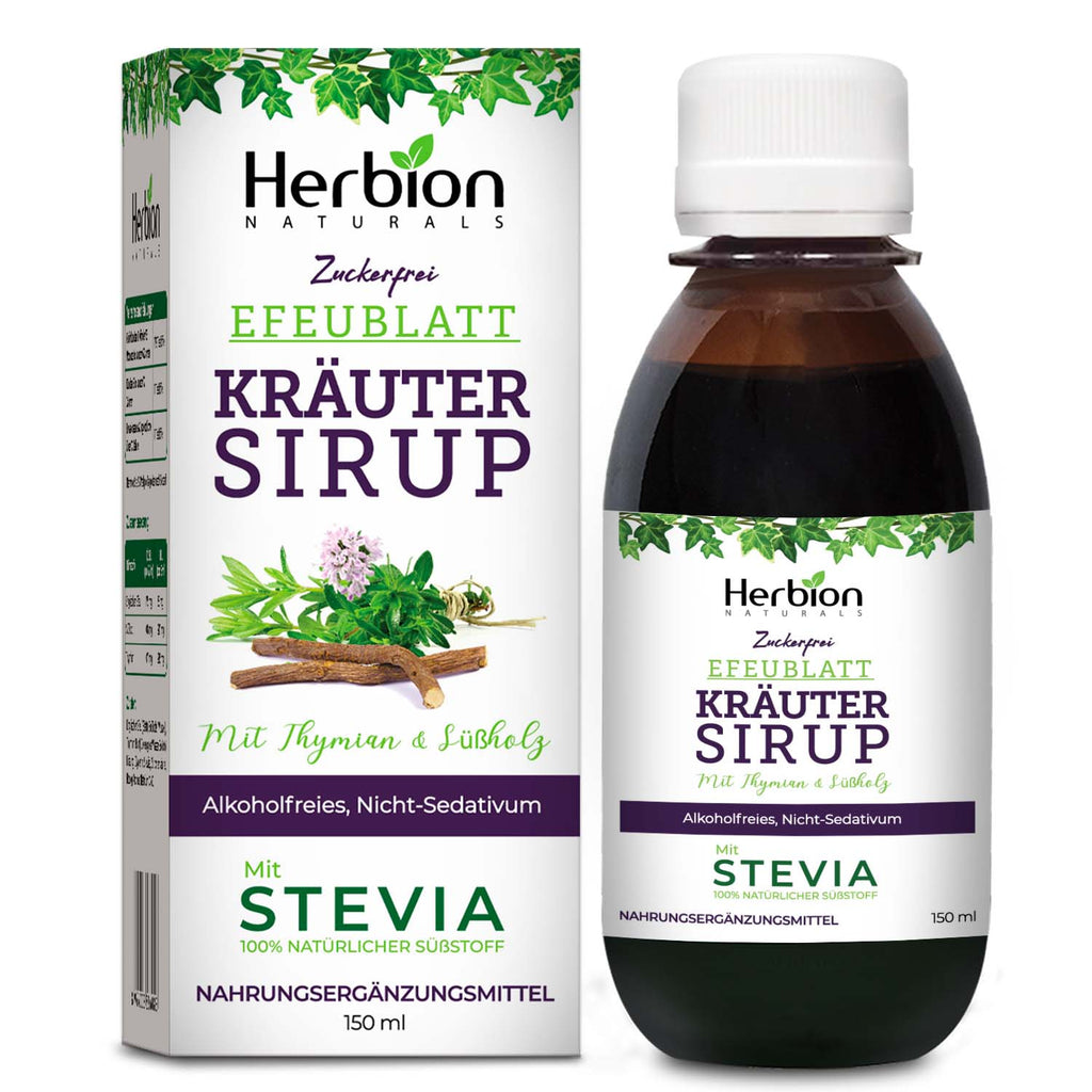 Herbion Naturals Efeublatt Hustensirup mit Thymian und Süßholz, 5 FL Oz – beruhigt die Kehle und lindert Atemwegsbeschwerden – für Erwachsene Kinder 13 Monate und darüber, alkoholfrei, zuckerfrei mit Stevia