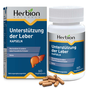 Herbion Naturals Leberunterstützende Kräutermischung mit Mariendistel, unterstützt eine gesunde Leberfunktion, fördert die Entgiftung, unterstützt den Appetit, 60 Vegicaps