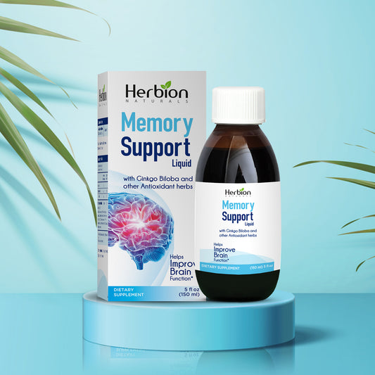 Herbion Naturals Memory Amplifier hilft bei der Verbesserung der kognitiven Funktion mit Ginko Biloba, Emblic, Koriander, Thymian, Lavendel und Süßholz Sirup für Erwachsene 150ml